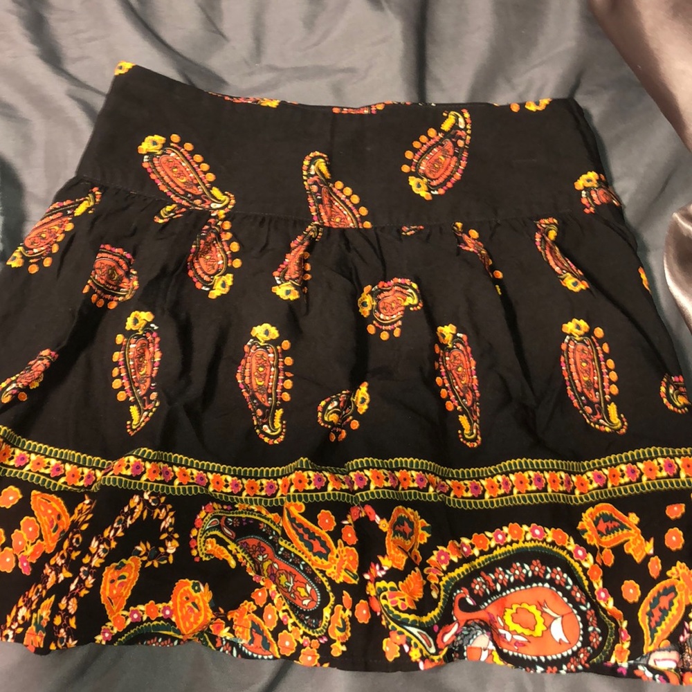 Black and orange paisley skirt